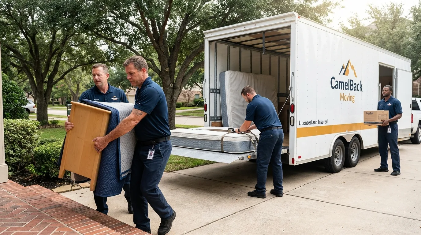 Crew loading residential truck for cross-state move from Enola, PA
