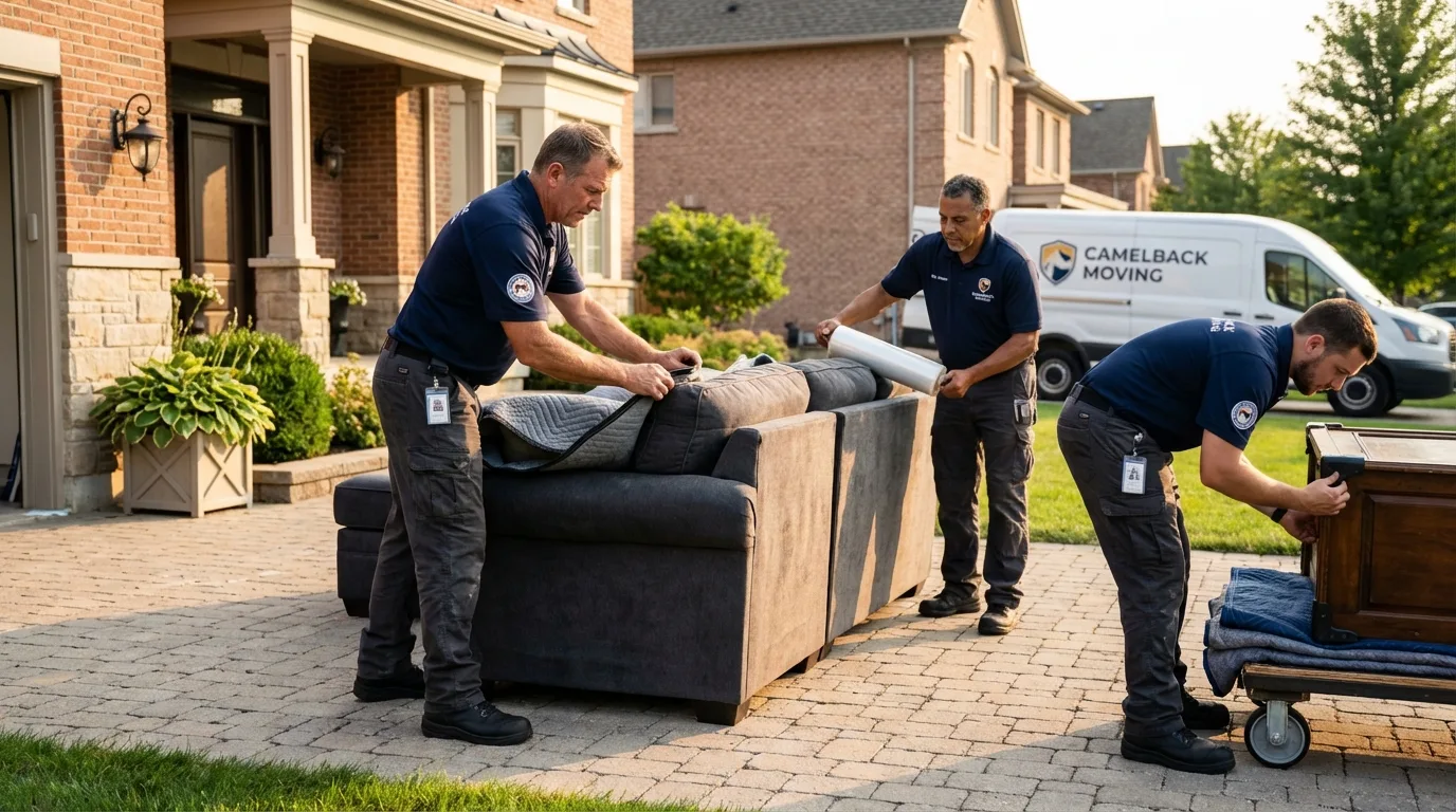 Large estate moving crew wrapping furniture in Enola, PA