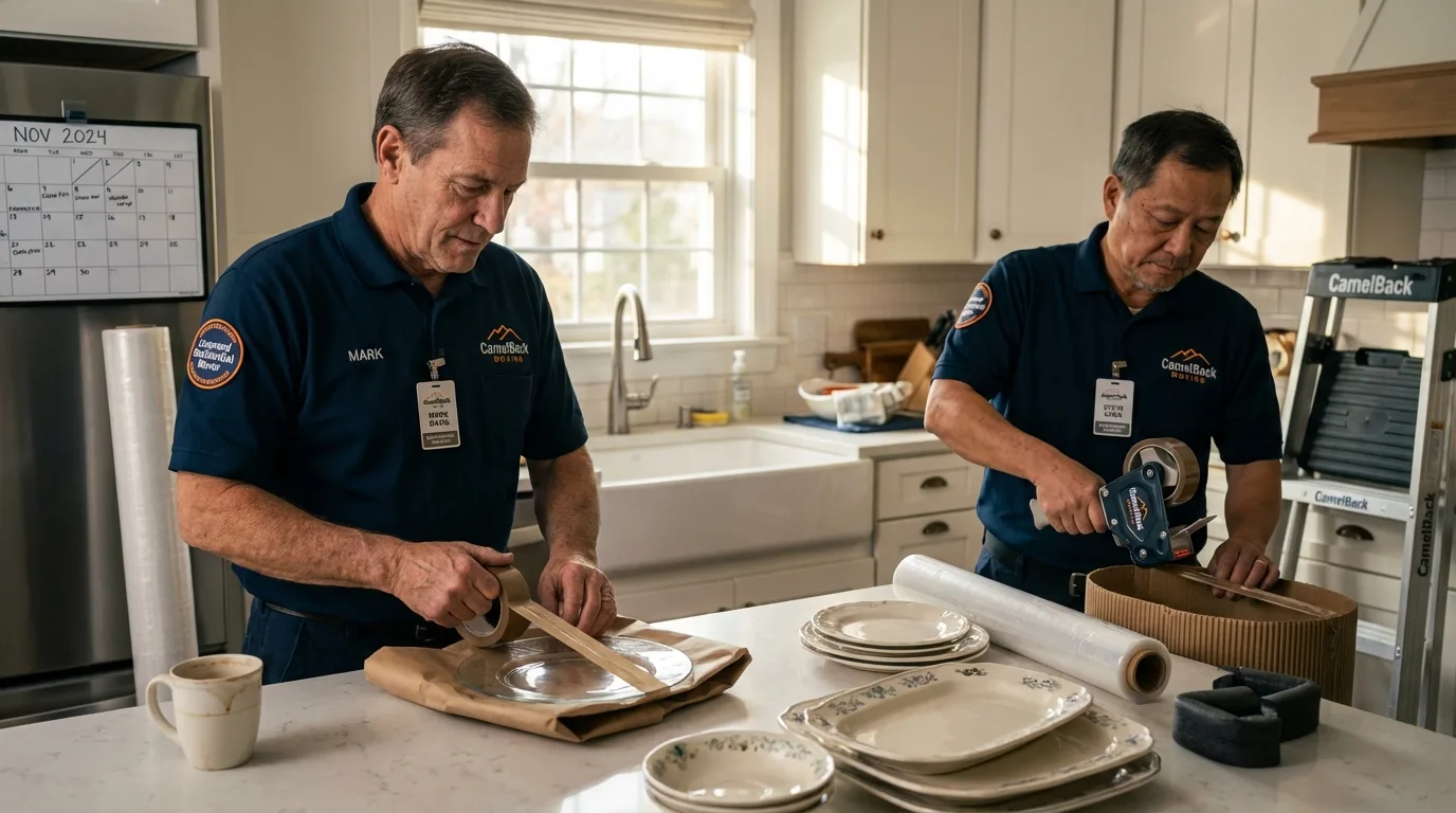 Professional crew packing kitchen dishware in Enola, PA
